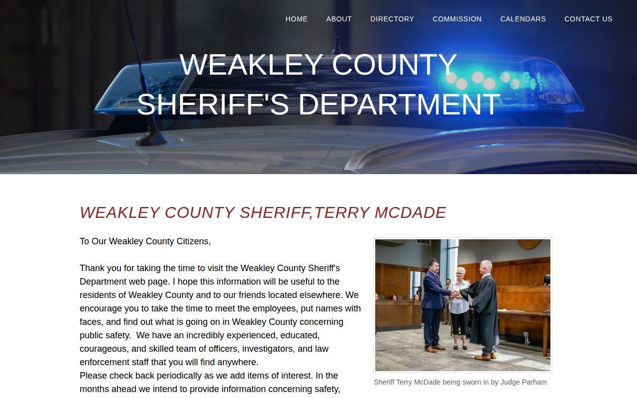 Weakley County Sheriff arrest and jail contact page