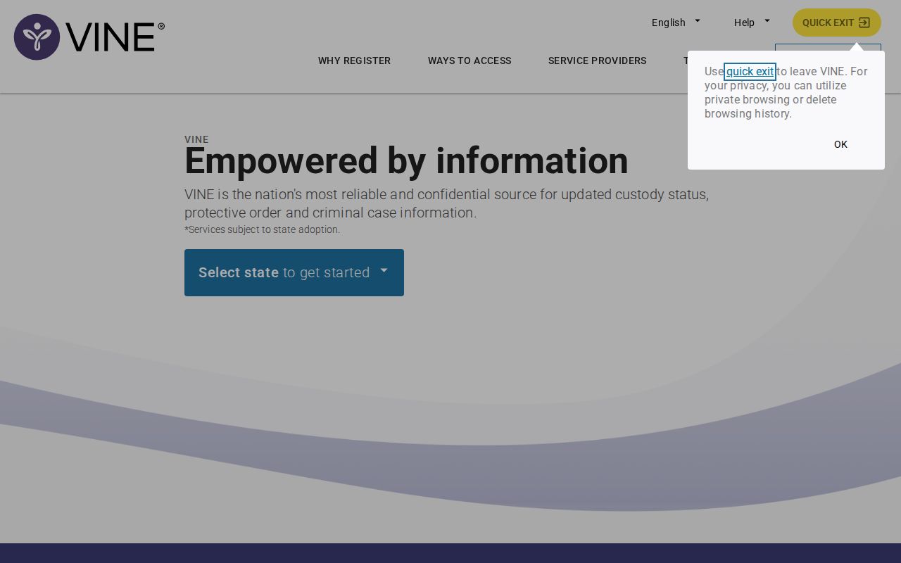 VINELink Weakley County arrest custody search interface