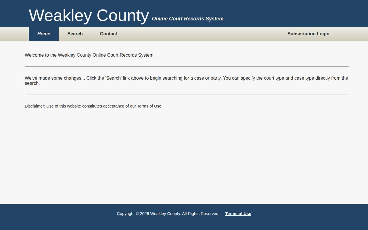 Weakley County arrest court case search