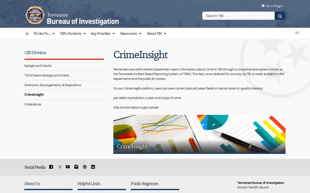 TBI Weakley County aggregate crime trend interface